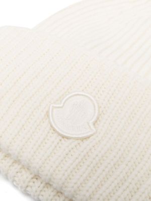 Pletený vlněný čepice Moncler bílý