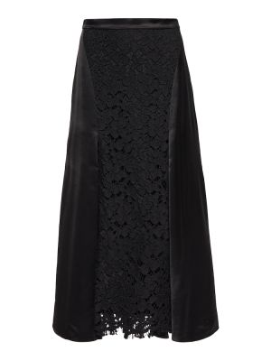 Krajkové saténové midi sukně Erdem černé