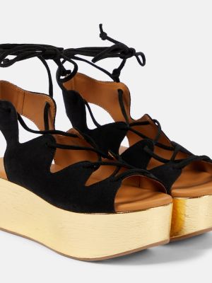 Sandale din piele de căprioară cu platformă See By Chloe negru