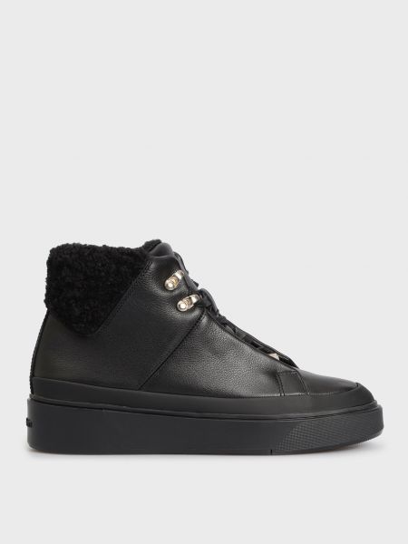 Кожаные ботинки на каблуке Calvin Klein черные