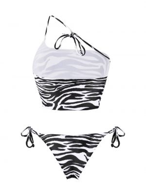 Asimetrisks bikini ar apdruku ar zebras rakstu The Attico