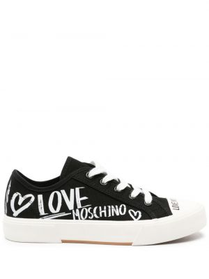 Sneakersy sznurowane z nadrukiem koronkowe Love Moschino