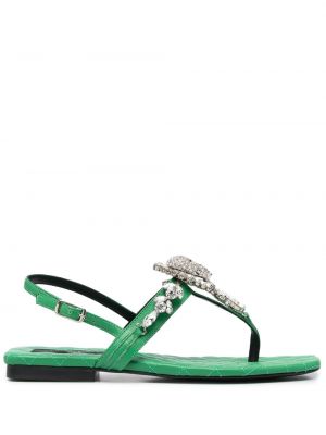 Krištáľové sandále Philipp Plein zelená