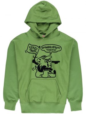 Medvilninis džemperis su gobtuvu Kenzo žalia