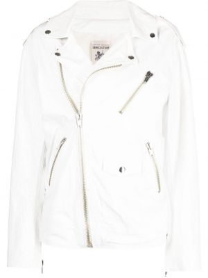 Bílá kožená bunda na zip Semicouture