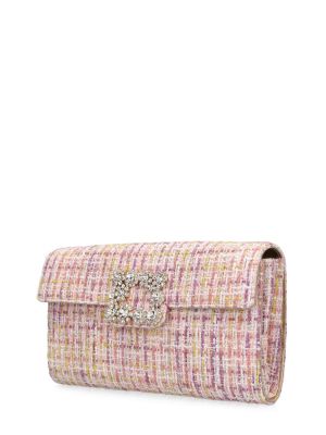 Pisemska torbica s cvetličnim vzorcem z zaponko s kristali Roger Vivier