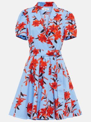 Bavlněné mini šaty s potiskem Diane Von Furstenberg - modrá