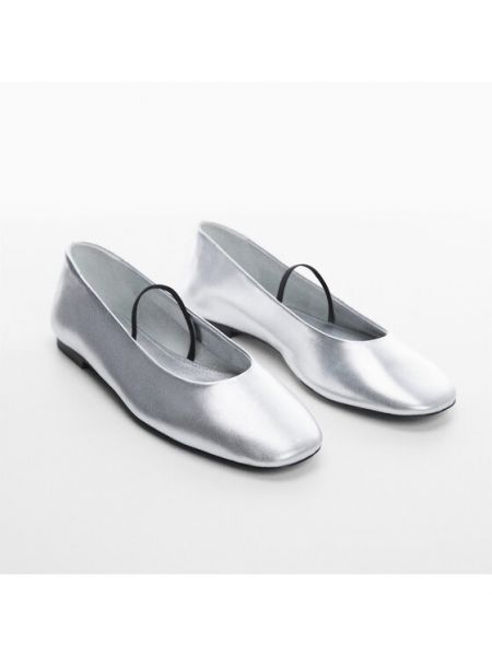 Balerina cipők Mango ezüstszínű