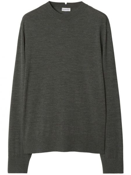 Vlněný svetr s kulatým výstřihem Burberry šedý
