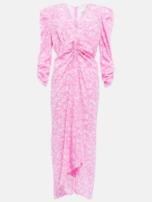 Svilena midi haljina Isabel Marant ružičasta
