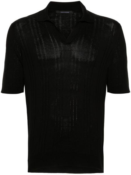 Копринена поло тениска Tagliatore черно
