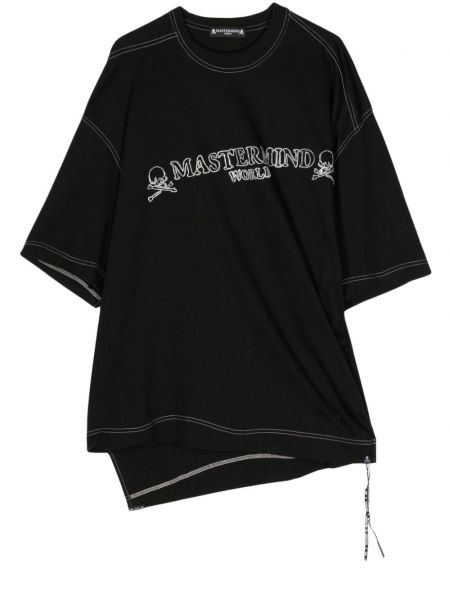 Asimetrisks kokvilnas t-krekls Mastermind World melns