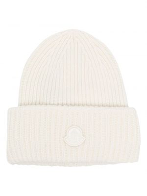 Плетена вълнена шапка Moncler бяло