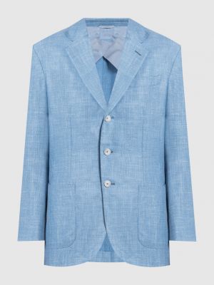 Голубой шелковый шерстяной пиджак Enrico Mandelli