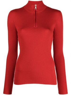 Maglione di lana con cerniera Moncler rosso