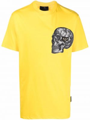 Βαμβακερή μπλούζα με σχέδιο Philipp Plein κίτρινο