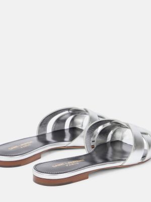 Usnjene sandali Saint Laurent srebrna