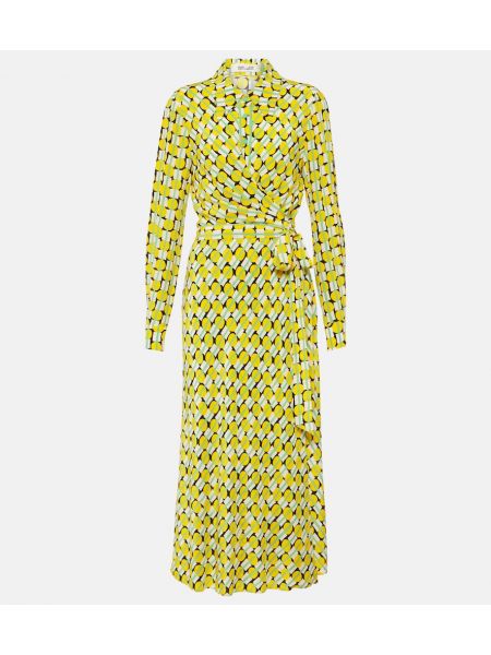 Vestito in maglia con stampa in jersey Diane Von Furstenberg giallo