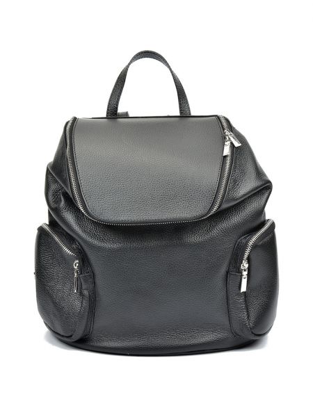 Кожаный рюкзак на молнии с карманами Luisa Vannini черный