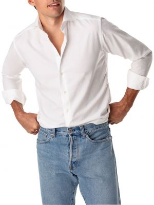 Хлопковая шелковая рубашка Eton белая
