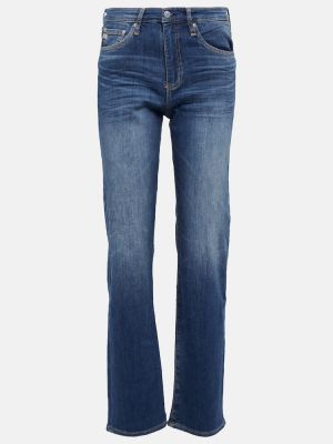Džínsy s rovným strihom s vysokým pásom Ag Jeans modrá