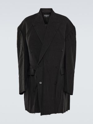 Oversized lněný kabát Balenciaga černý