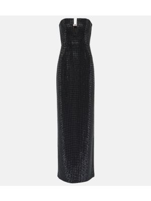 Křišťálové dlouhé šaty Roland Mouret černé