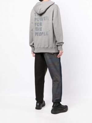 Raštuotas džemperis su gobtuvu The Power For The People pilka