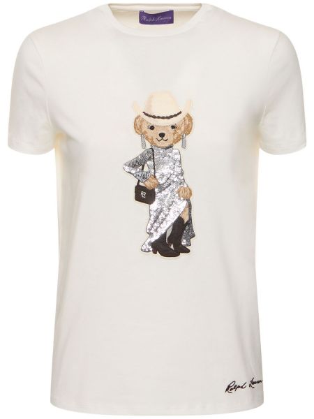 T-shirt i bomull Ralph Lauren Collection vit