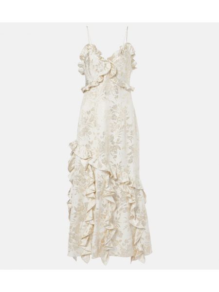 Jacquard ruffle floral dress Markarian hvit