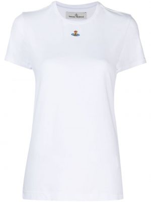 Bombažna majica z vezenjem Vivienne Westwood bela