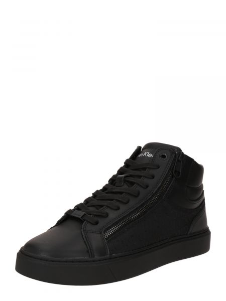Csipkés cipzáras fűzős sneakers Calvin Klein fekete