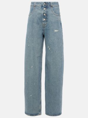 Proste jeansy z wysoką talią z przetarciami Mm6 Maison Margiela