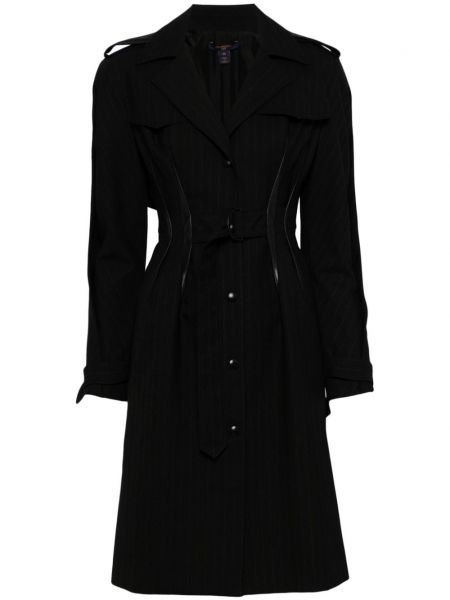 Pruhovaný vlnený kabát Louis Vuitton Pre-owned čierna
