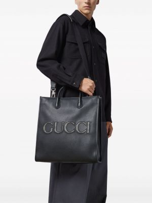 Dabīgās ādas shopper soma Gucci melns