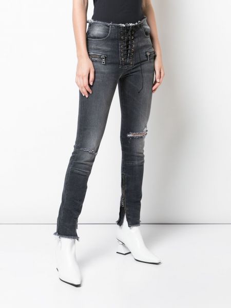 Skinny džíny s oděrkami Unravel Project černé