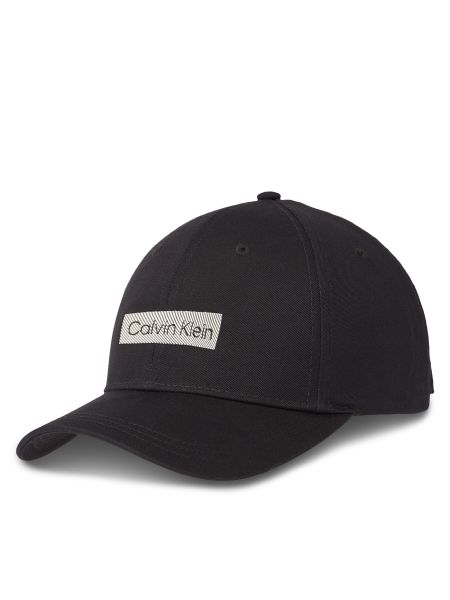 Haftowana czapka z daszkiem bawełniana Calvin Klein czarna