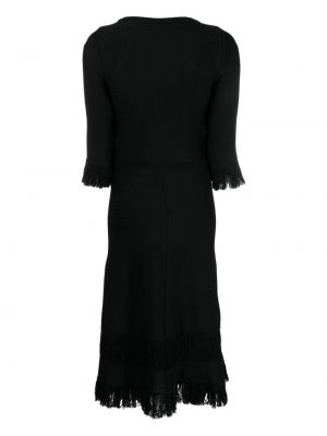 Dzianinowa sukienka z frędzli wełniana Charlott czarna