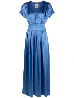 Satenska večerna obleka z draperijo Semicouture modra