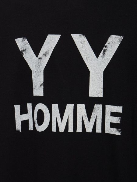 T-shirt di cotone con stampa Yohji Yamamoto nero