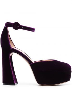 Sandalai velvetinės su platforma Gianvito Rossi violetinė