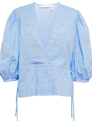 Bavlnený top s výšivkou See By Chloã© modrá