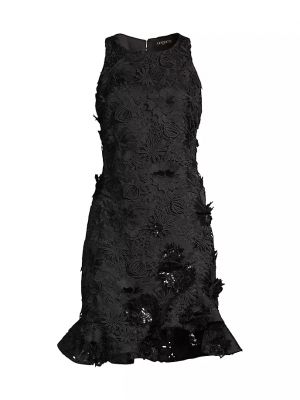 Платье мини с аппликацией Ungaro черное