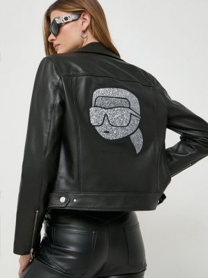 Czarna kurtka skórzana Karl Lagerfeld