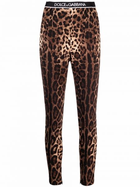 Leggings de cintura alta con estampado leopardo Dolce & Gabbana marrón