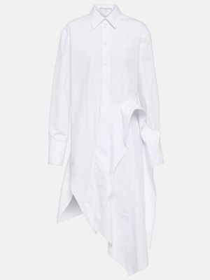 Βαμβακερή μίντι φόρεμα Jw Anderson λευκό