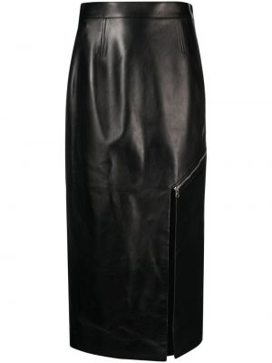 Kožna suknja Alexander Mcqueen crna