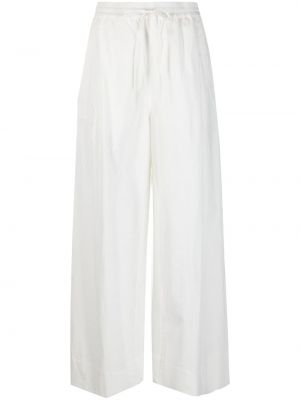 Viskózové bavlněné volné kalhoty s kapsami Essentiel Antwerp - bílá