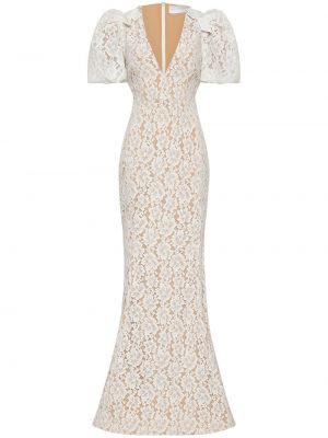 Вечерна рокля на цветя с дантела Rebecca Vallance бяло