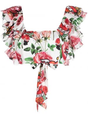 Bluză cu model floral cu imagine Philipp Plein